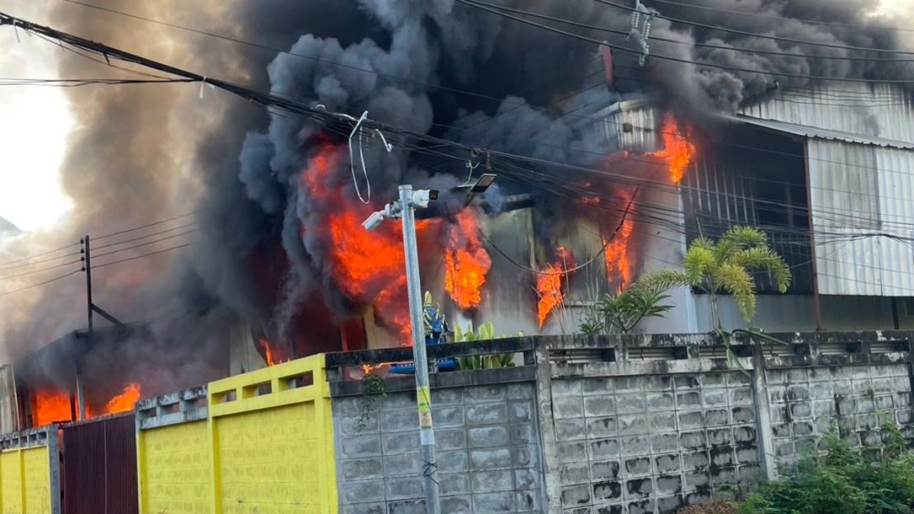 医疗设备制造厂仓库火灾，位于乍能那区，因工人烧烤猪肉引发，全部烧毁